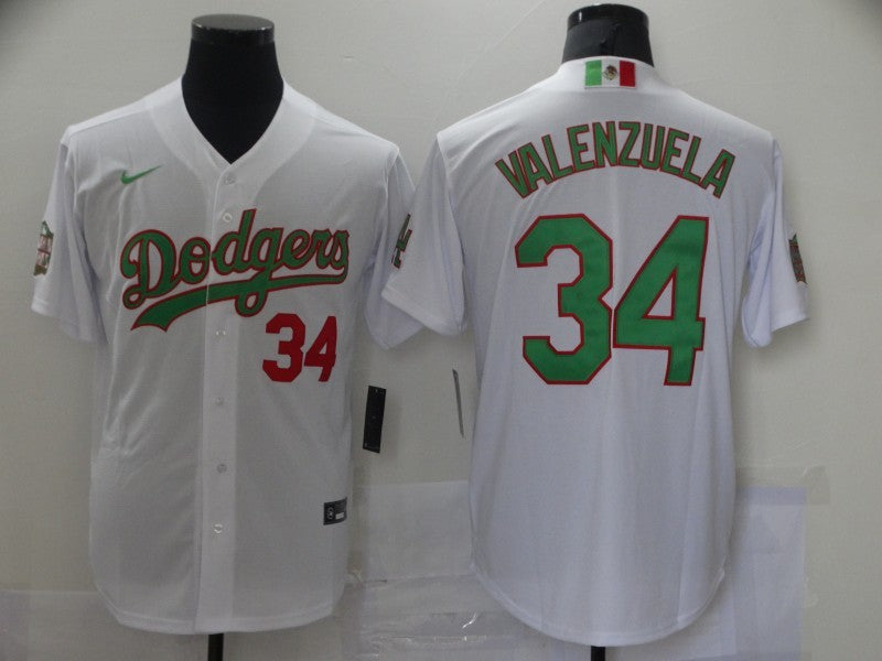 Men's Los Angeles Dodgers Fernando Valenzuela #34 White Player Game Jerseys