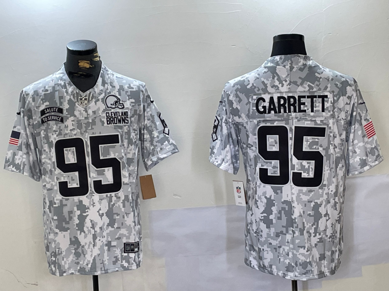 Men's Cleveland Browns Myles Garrett #95 Arctic Camo 2024 Salute to Service Limited Jerseys