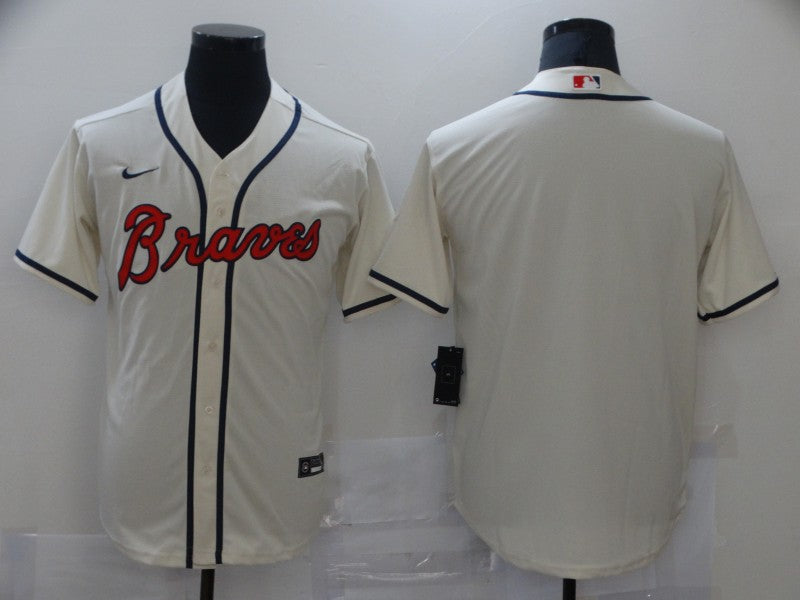 Men's Atlanta Braves Cream Replica Blank Jerseys
