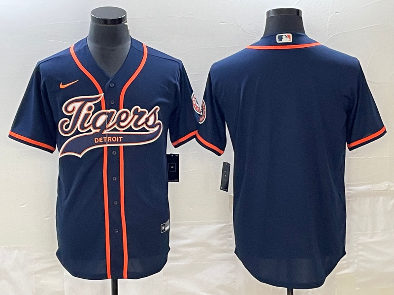 Men's Detroit Tigers Navy Blank Replica Jerseys Joint Edition