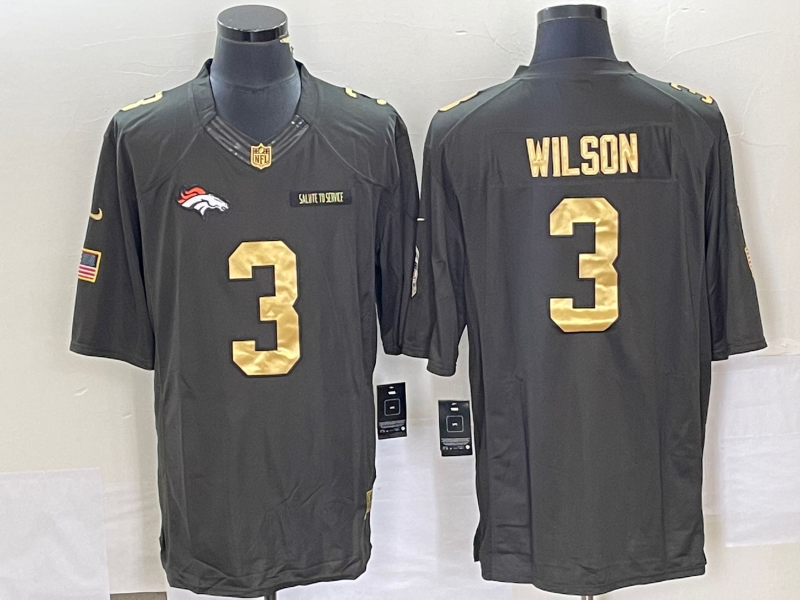 Men's Denver Broncos Russell Wilson #3 Black Team Game Jerseys