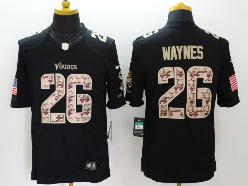 Men's Minnesota Vikings Trae Waynes #26 Black Game Player Jerseys