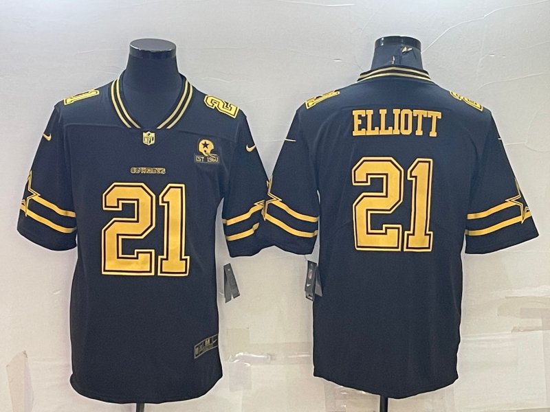 Men's Dallas Cowboys Ezekiel Elliott #21 Black Color Rush Legend Player Jerseys