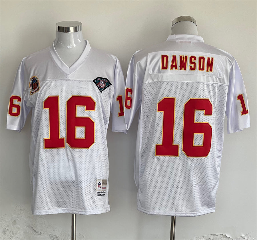 Men's Kansas City Chiefs Len Dawson Mitchell & Ness White Legacy Replica Jerseys