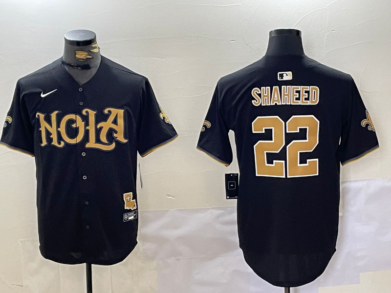 Men's New Orleans Saints Rashid Shaheed #22 Black Game Player Jerseys