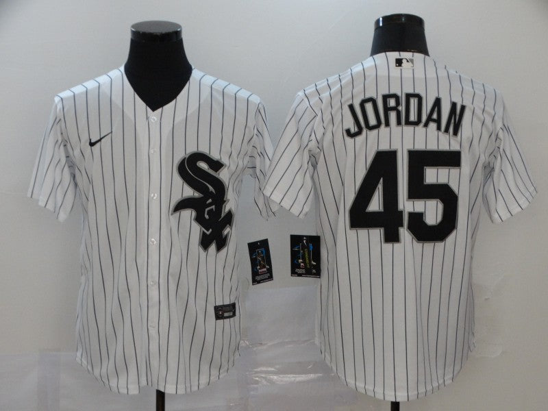 Men's Chicago White Sox Michael Jordan #45 White Replica Baseball Jerseys