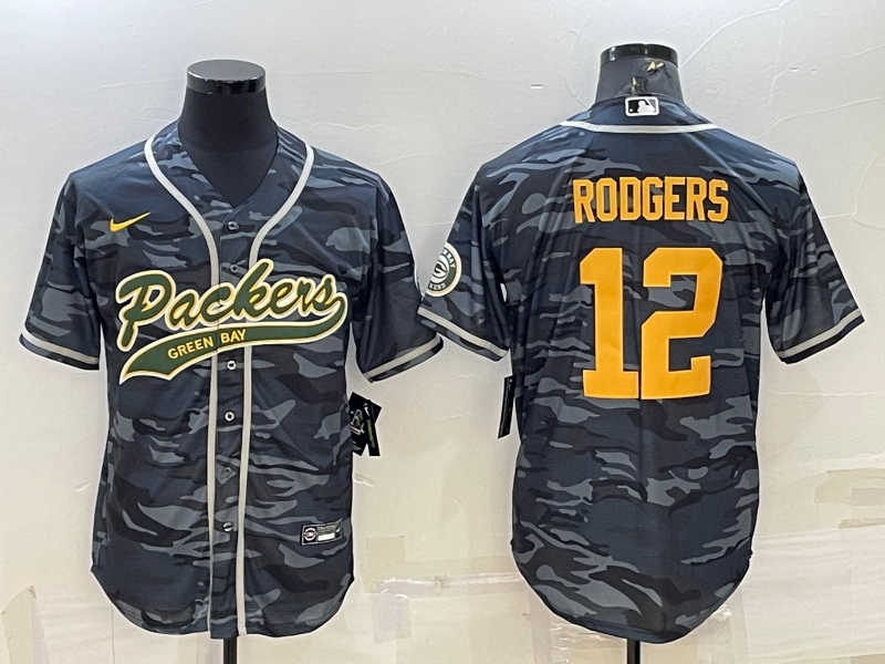 Men's Green Bay Packers Aaron Rodgers #12 Grey camouflage Player Jerseys Joint Edition