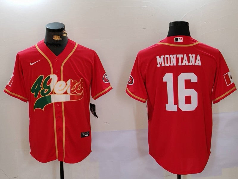 Men's San Francisco 49ers Joe Montana #16 Scarlet Game Jerseys