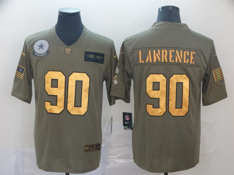 Men's Dallas Cowboys DeMarcus Lawrence #90 Brown Game Player Jerseys