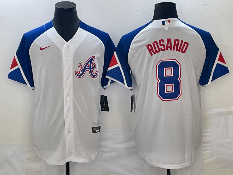 Men's Atlanta Braves Eddie Rosario #8 White 2023 City Connect Replica Player Jerseys