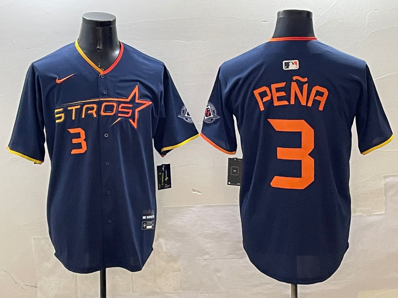 Men's Houston Astros Jeremy Pena #3 Navy 2025 City Connect Limited Player Jerseys