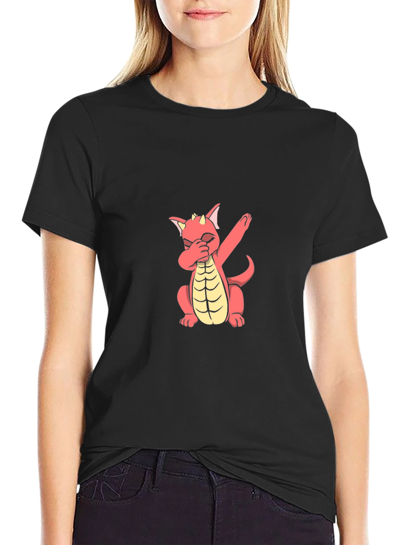 Dabbing Dragon Graphic Tee - Stylish Black T-Shirt