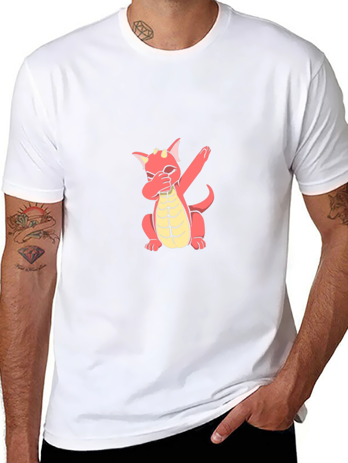 Dabbing Dragon Graphic Tee - Stylish Black T-Shirt