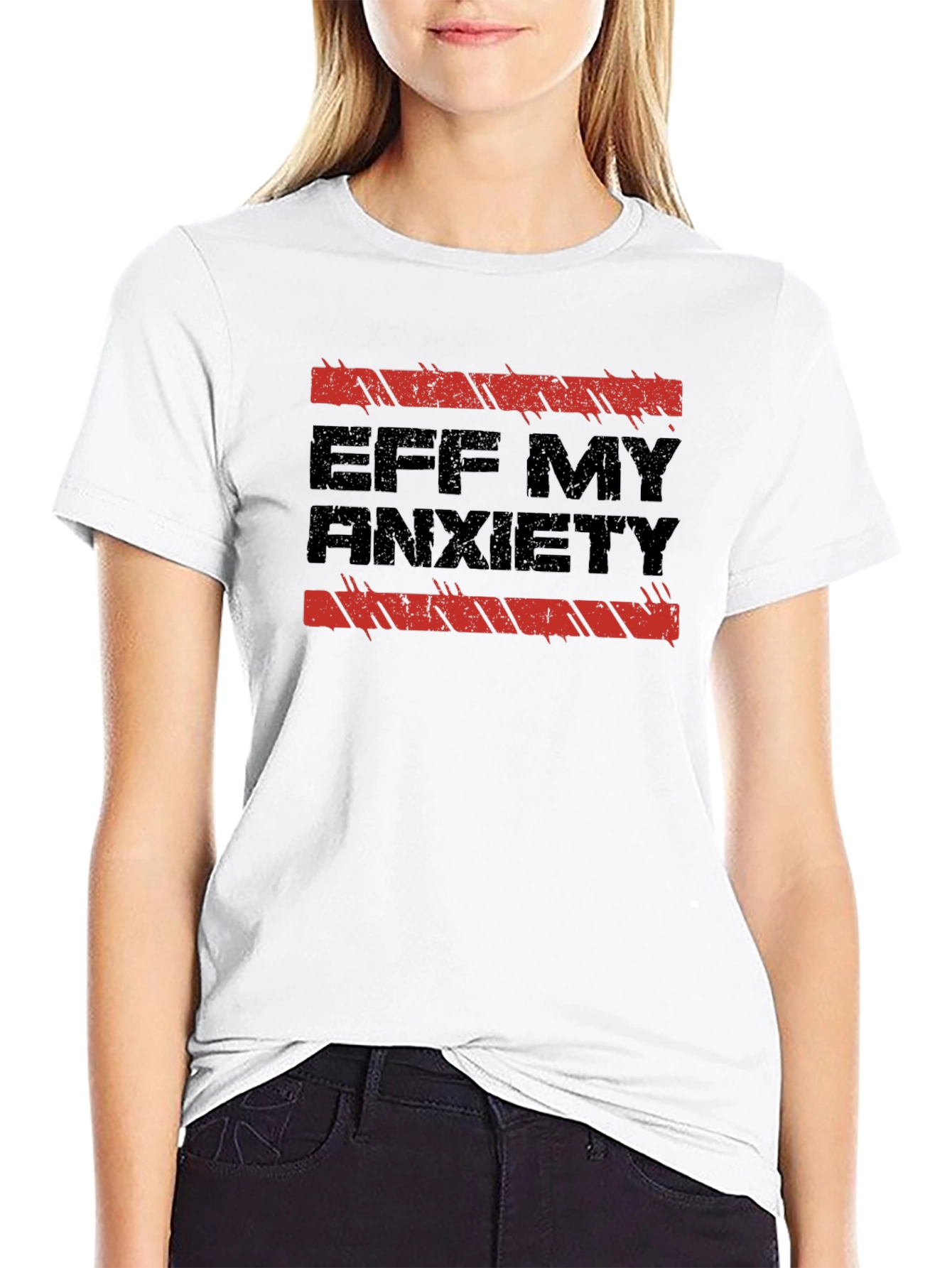 Eff My Anxiety Black Graphic T-Shirt