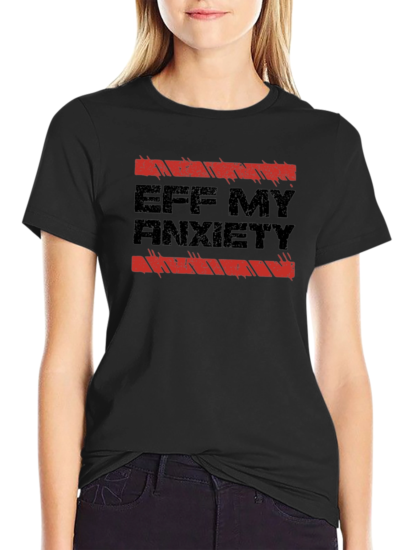 Eff My Anxiety Black Graphic T-Shirt
