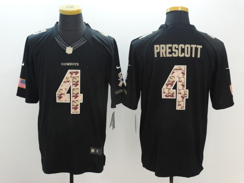 Men's Dallas Cowboys #4 Dak Prescott Black Tame Game Jerseys