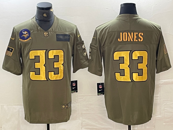Men's Minnesota Vikings Aaron Jones #33 Olive Game Player Jerseys