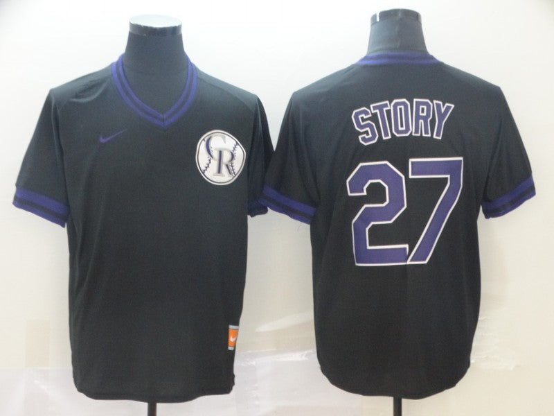 Men's Colorado Rockies Trevor Story #27 Black Replica Baseball Jerseys