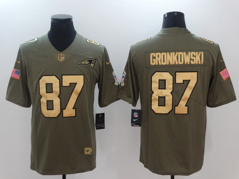 Men's New England Patriots Rob Gronkowski #87 Brown Game Player Jerseys