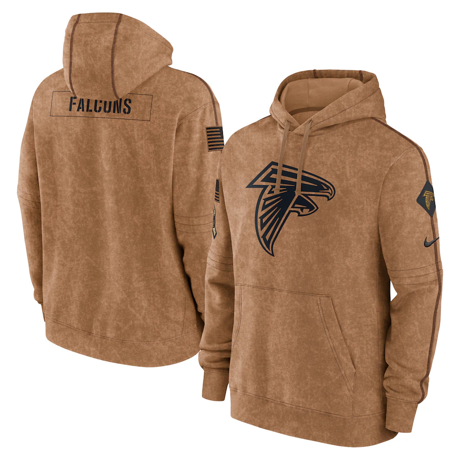 Men's Atlanta Falcons Brown 2023 Salute To Service Club Pullover Hoodie1