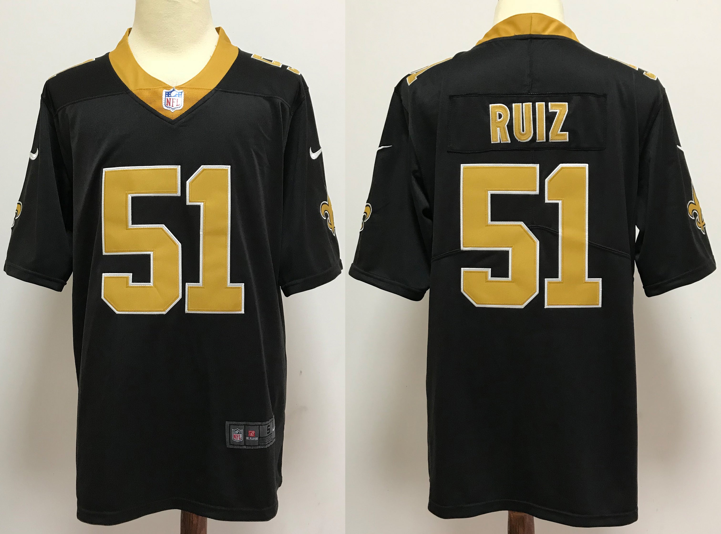 Men's New Orleans Saints Cesar Ruiz #51 Black Game Jerseys