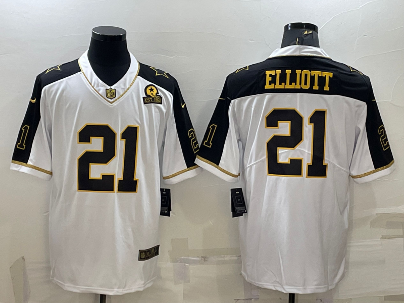 Men's Dallas Cowboys Ezekiel Elliott #21 White Player Jerseys