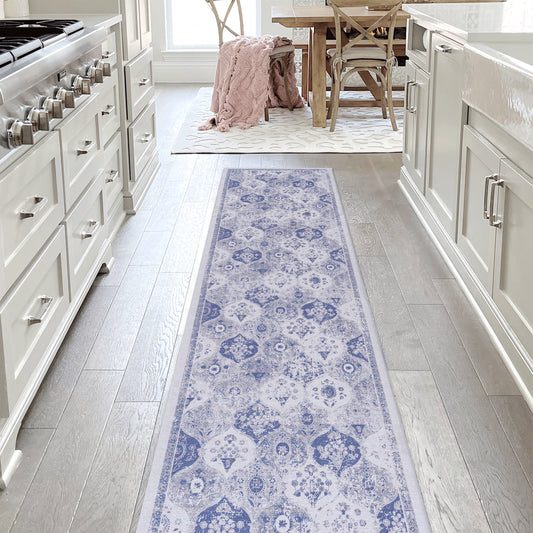 MAVAL Blue Washable Rug Runner Rug Blue – The Smart Choice for Your Home
