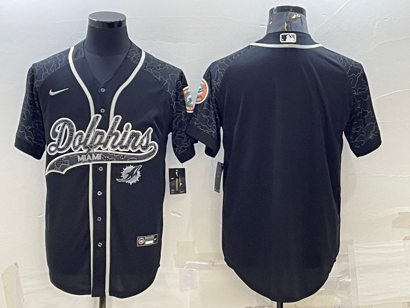 Men's Miami Dolphins Black RFLCTV Limited Blank Jerseys