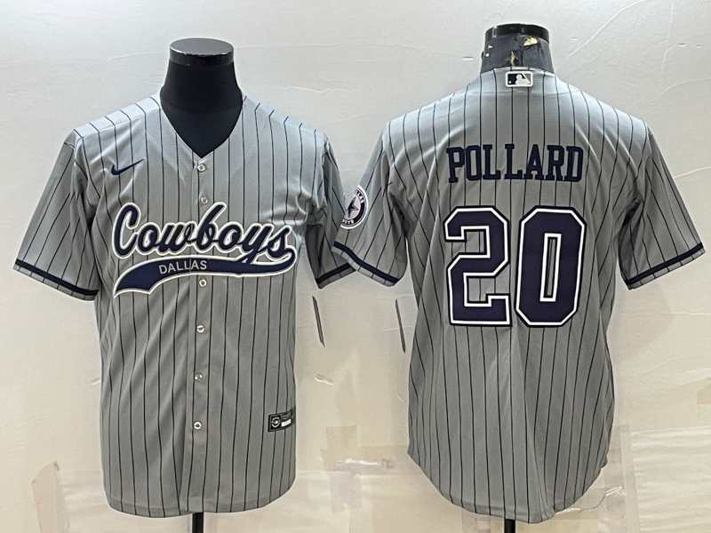 Men's Dallas Cowboys Tony Pollard #20 Gray Game Player Jerseys Joint Edition