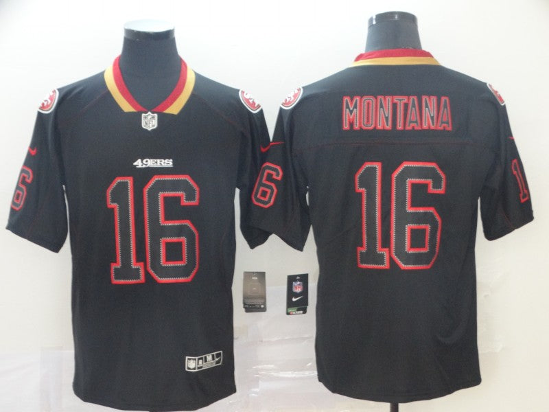 Men's San Francisco 49ers Joe Montana #16 Black Game Player Jerseys