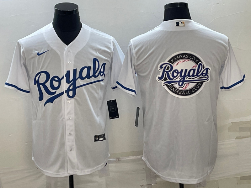 Men's Kansas City Royals White Alternate Replica Team Logo Jerseys