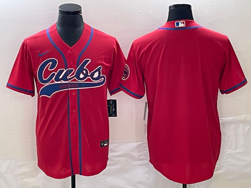 Men's Chicago Cubs Red Blank Replica Jerseys