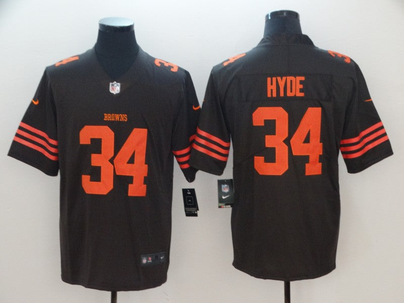 Men's Cleveland Browns Carlos Hyde Brown Game Player Jerseys