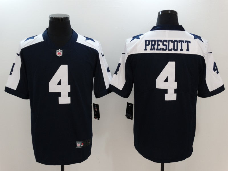 Men's Dallas Cowboys #4 Dak Prescott Navy Game Jerseys