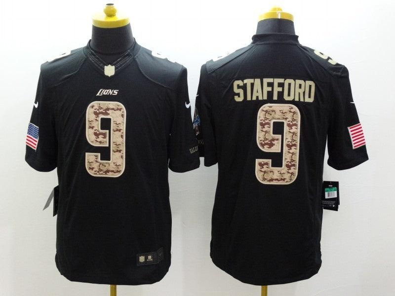 Men's Detroit Lions #9 Matthew Stafford Black Game Jerseys