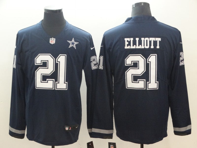 Men's Dallas Cowboys Ezekiel Elliott #21 Navy Authentic Game Jerseys