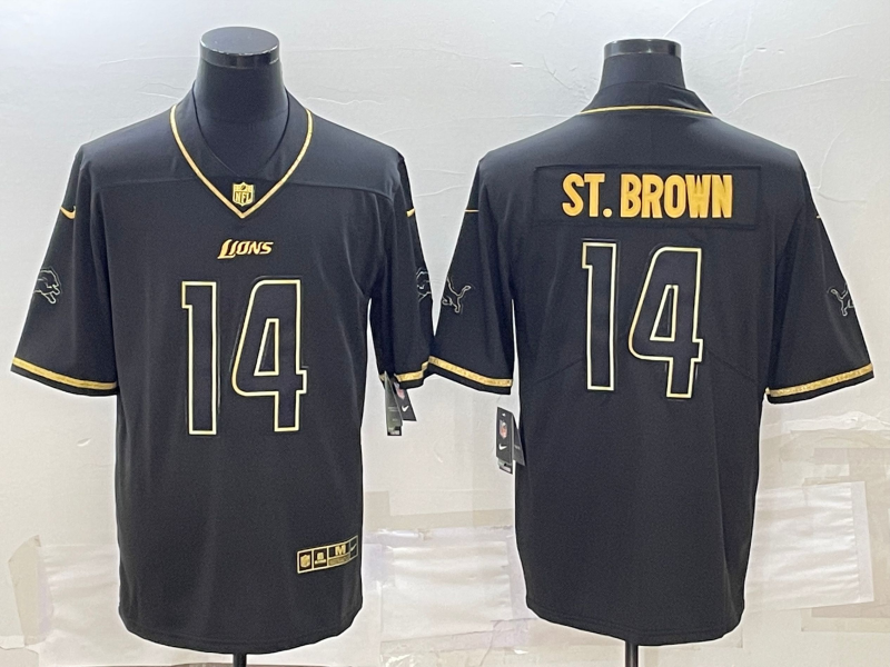 Men's Detroit Lions Amon-Ra St. Brown #14 Black Game Jerseys