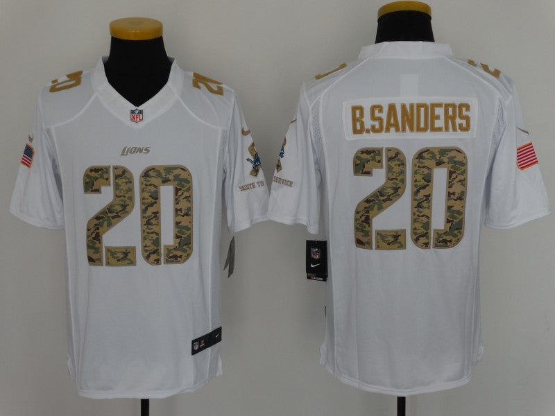 Men's Detroit Lions Barry Sanders #20 White Game Player Jerseys
