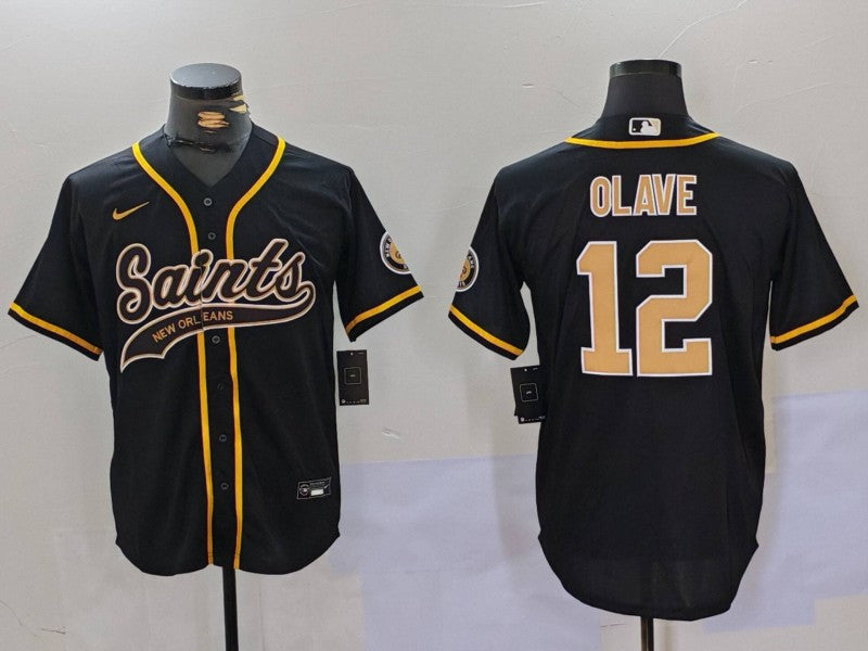 Men's New Orleans Saints Chris Olave #12 Black Player Jerseys
