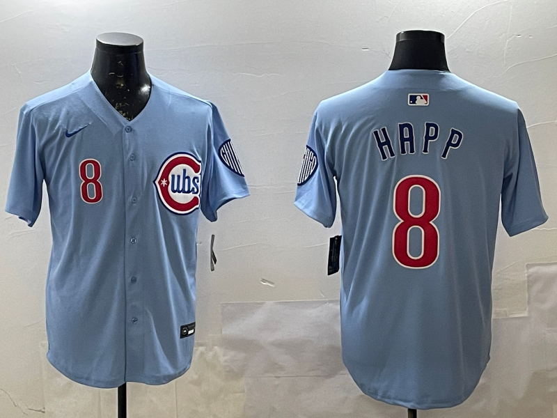 Men's Chicago Cubs Ian Happ #8 Baby Blue 2nd Alternate Limited Player Jerseys
