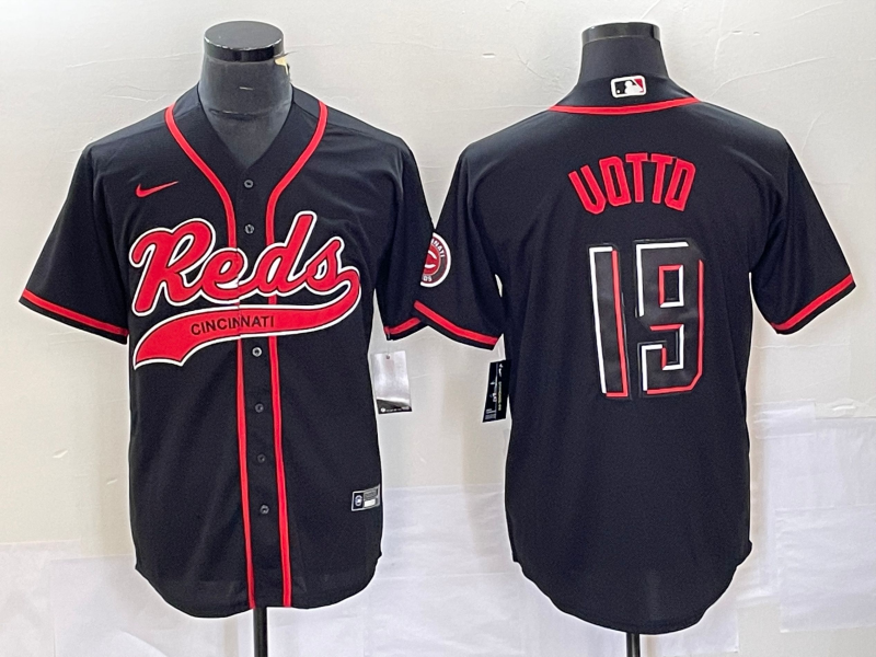 Men's Cincinnati Reds Joey Votto #19 Black Replica Player Jerseys Joint Edition