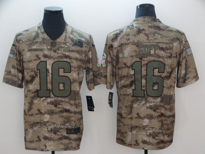 Men's Los Angeles Rams Jared Goff #16 Camouflage Game Jerseys