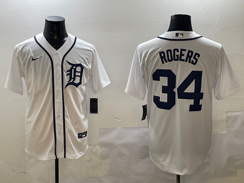 Men's Detroit Tigers Jake Rogers #34 White Home Limited Player Jerseys