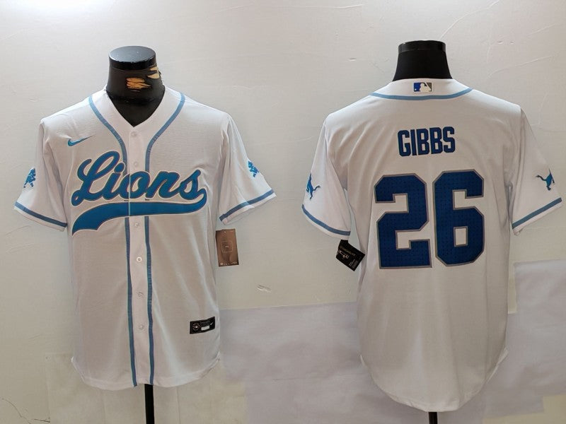 Men's Detroit Lions Jahmyr Gibbs #26 White Player Jerseys