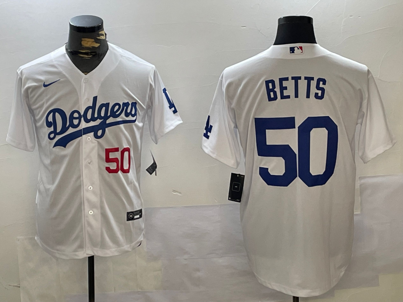 Men's Los Angeles Dodgers Mookie Betts #50 White Replica Player Jerseys