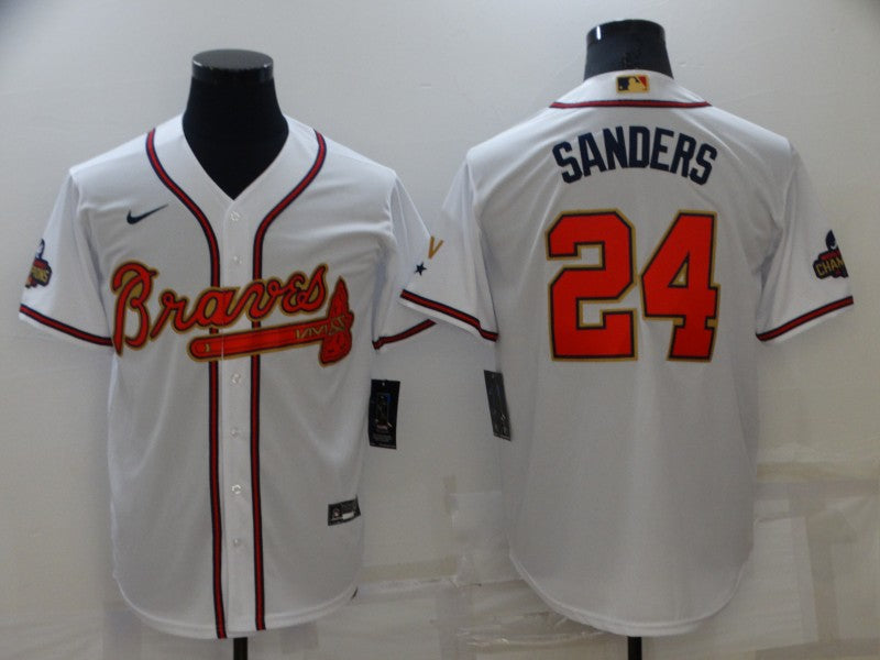 Men's Atlanta Braves Deion Sanders #24 White Replica Game Jerseys
