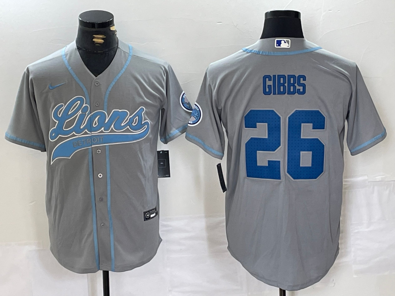 Men's Detroit Lions Jahmyr Gibbs #26 Gray Game Jerseys