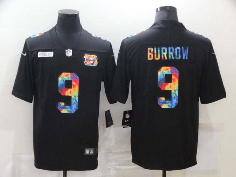 Men's Cincinnati Bengals #9 Joe Burrow Black Game Jerseys