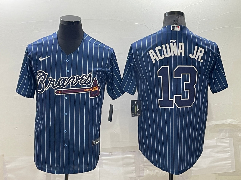 Men's Atlanta Braves Ronald Acuna Jr. #13 Blue Replica Baseball Jerseys
