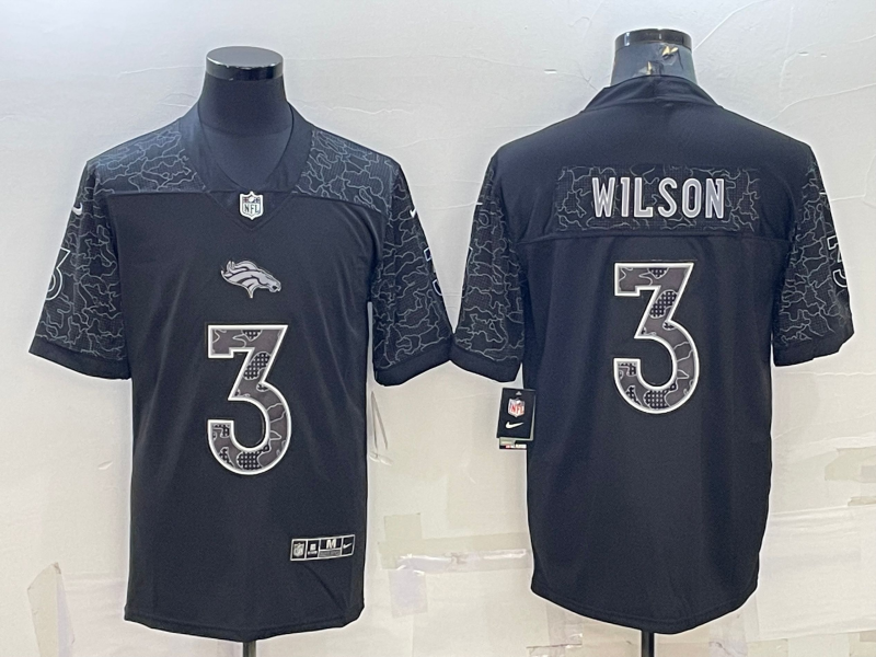 Men's Denver Broncos Russell Wilson #3 Black Retired Player RFLCTV Limited Jerseys